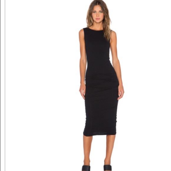 James Perse Dresses & Skirts - James Perse Black Ruched Tank Dress 4 US 12